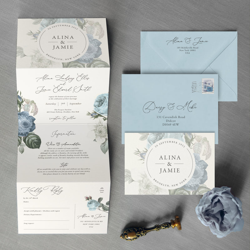 Personalised Postcard style Wedding Day or Evening Invitations with Envelopes 