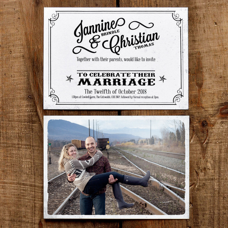 Vintage Photo Postcard Wedding Invitation - Feel Good Wedding Invitations