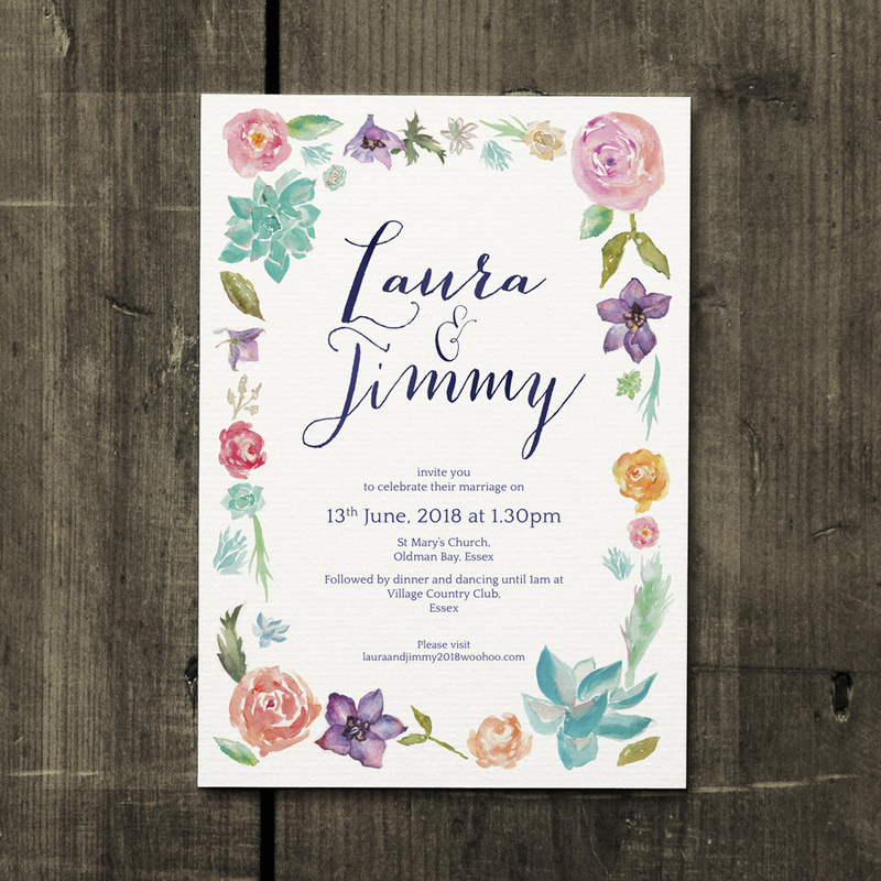 Botanical Beauty Wedding Invitation Calligraphy & Watercolour Classic 